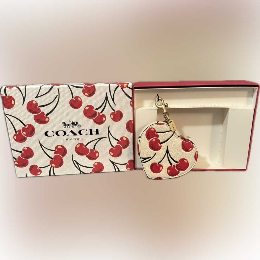 Coach Cherry Print Heart Cosmetic Case - Picture 7 of 11